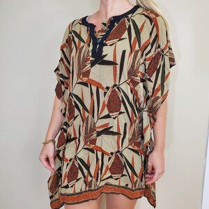 batik zikin pekalongan Swim coverup Tropical Bamboo Fall Colors Sz M